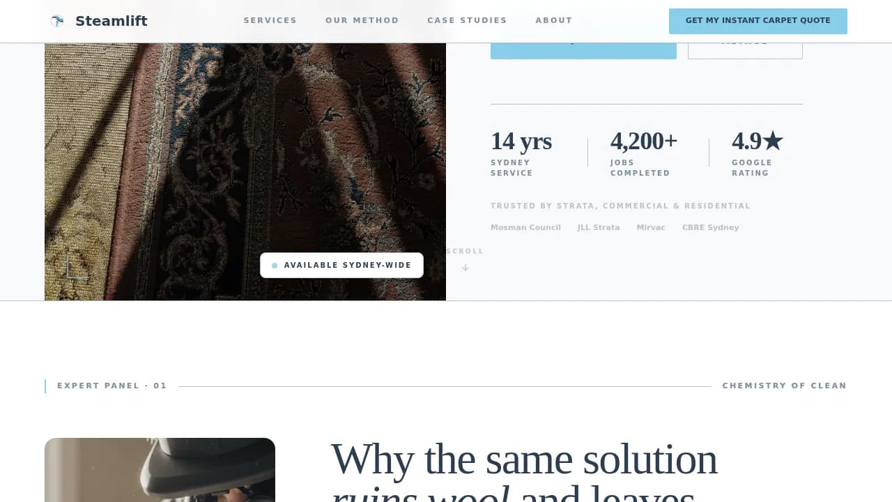 Steamlift — Carpet Restoration Landing Page Template