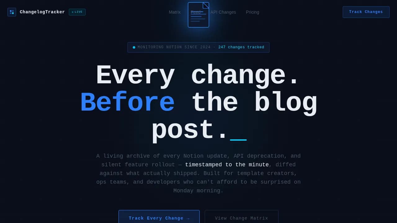 Update — Dynamic Release Tracking Landing Page Template