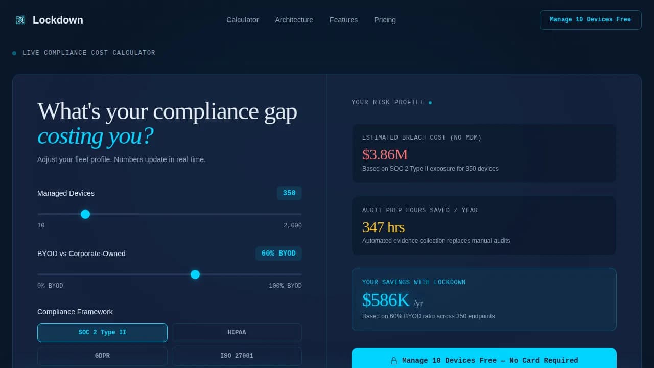 Lockdown - Privacy-First MDM Compliance Landing Page Template