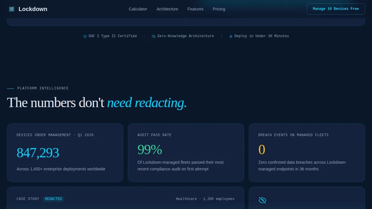 Lockdown - Privacy-First MDM Compliance Landing Page Template