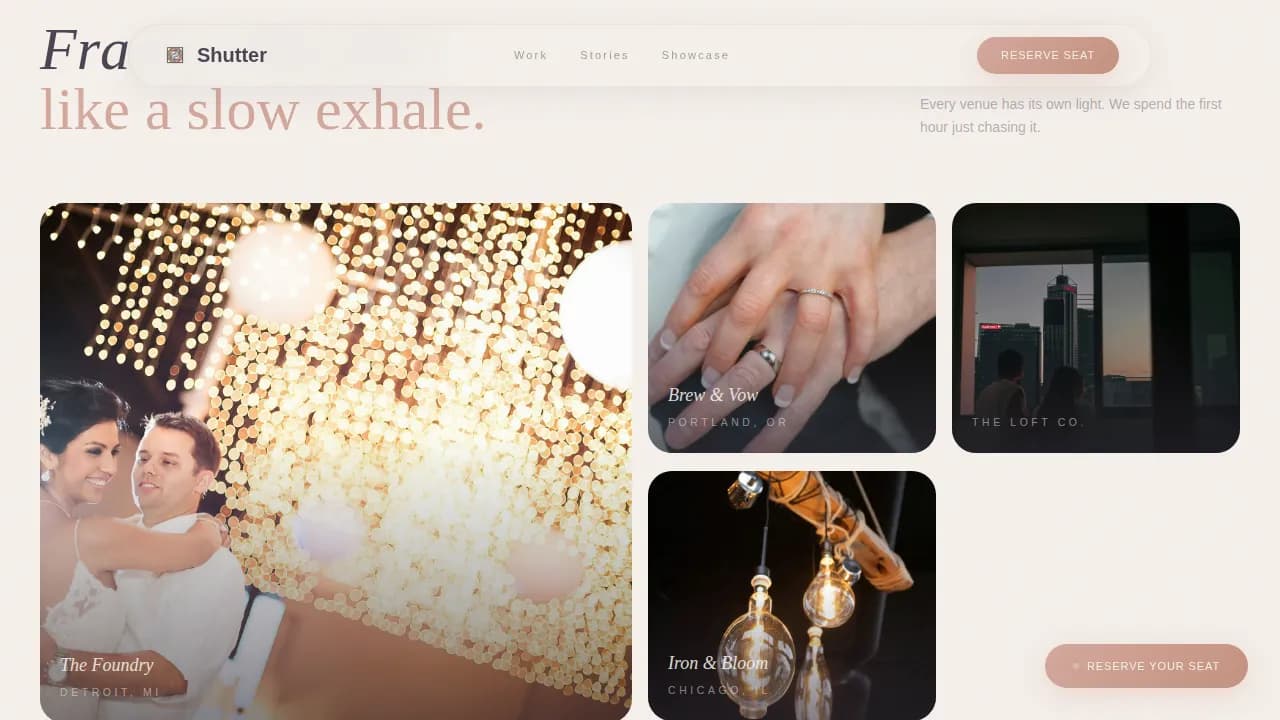 Industrial Chic Wedding Professional Website Template