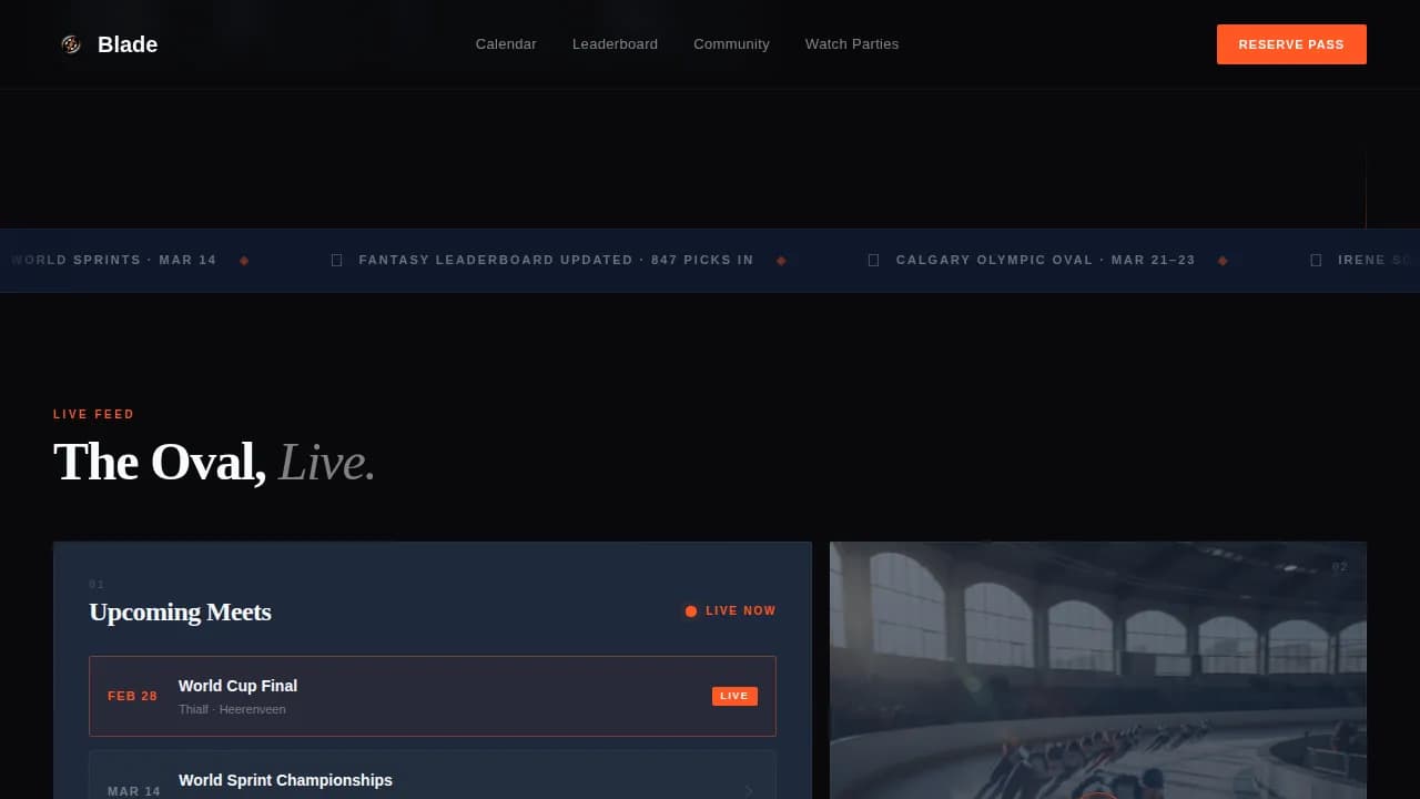 Speed Skating Booking Website Template