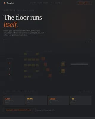 Throughput - Warehouse Automation System Landing Page Template