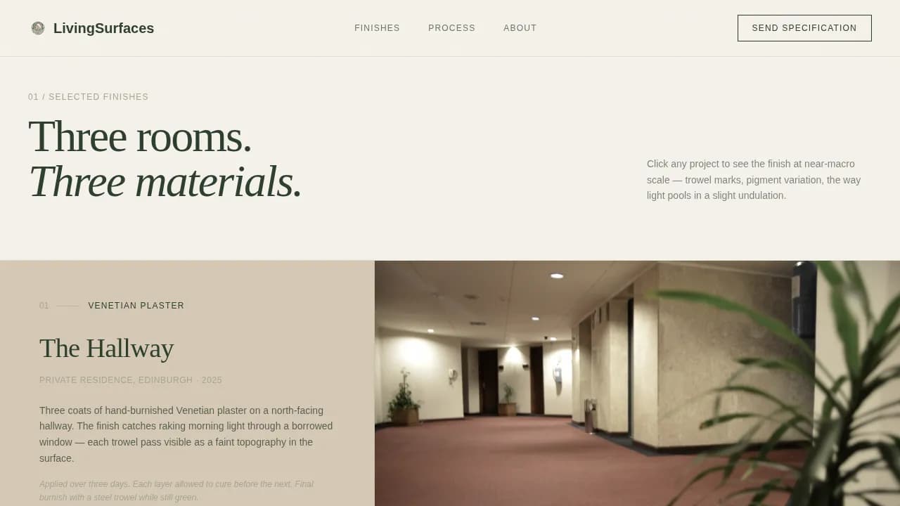 Texture — Bespoke Surface Finishing Landing Page Template