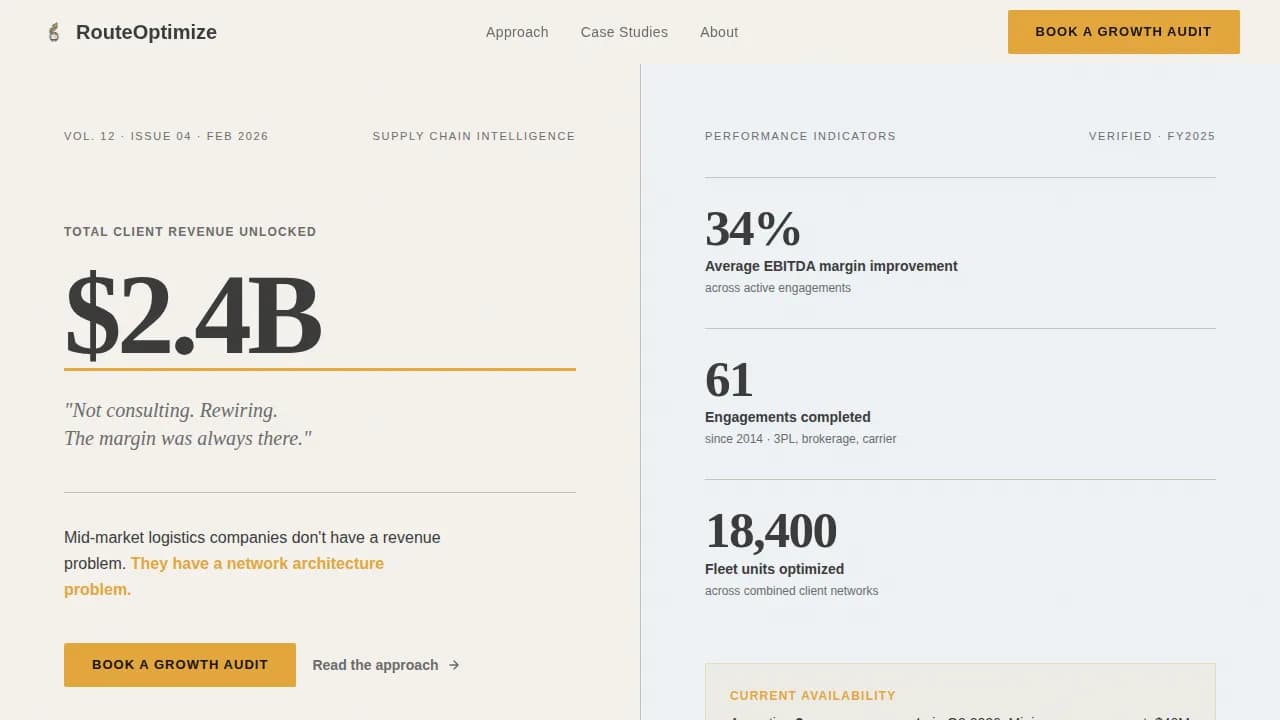 Logistics Consulting Booking Website Template