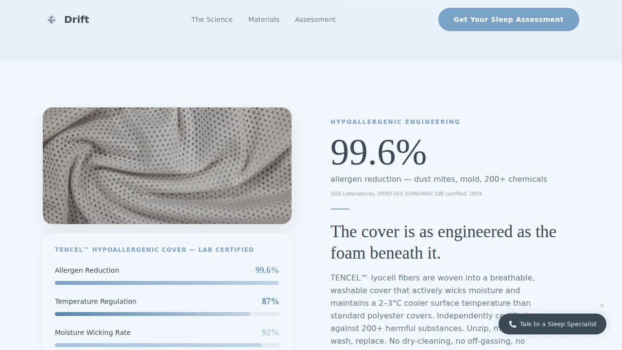 Comfort — Clinically Mapped Mattress Landing Page Template