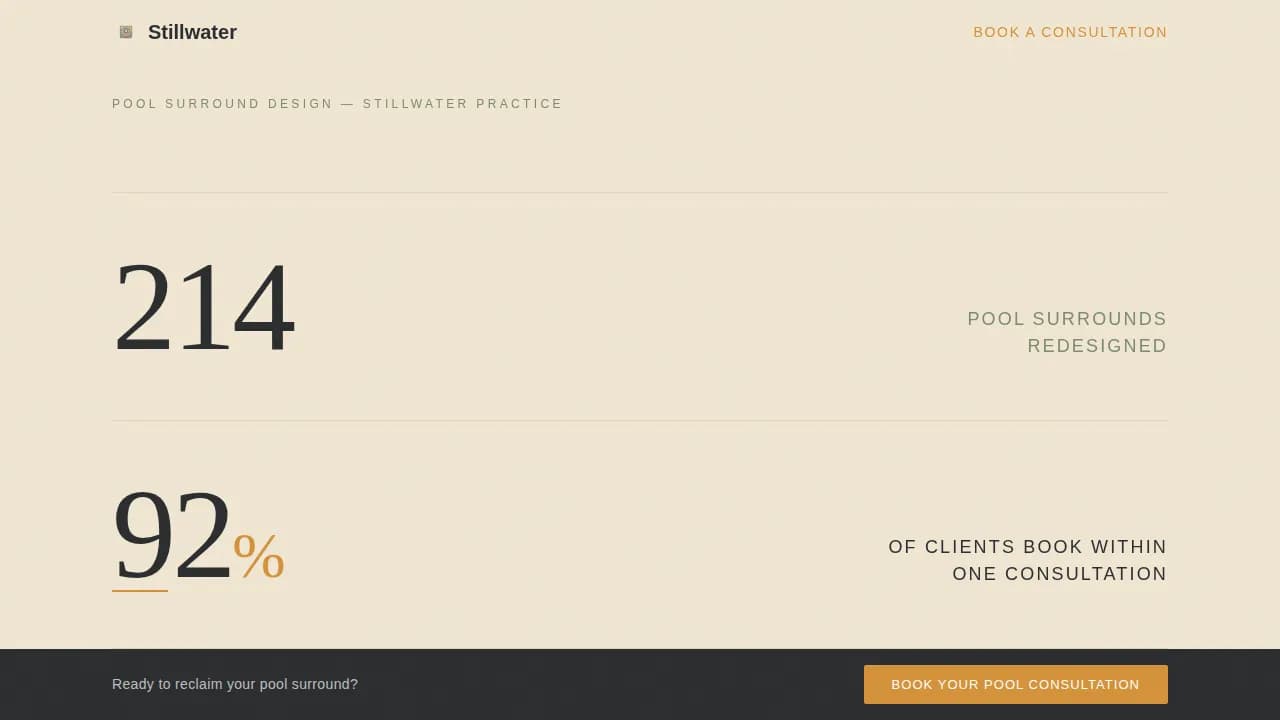 Pool Area Renovation Booking Website Template