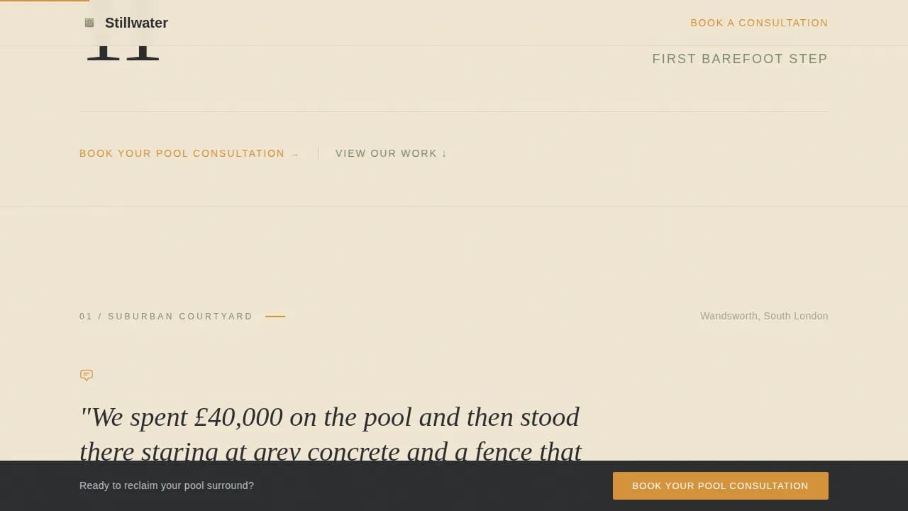 Pool Area Renovation Booking Website Template