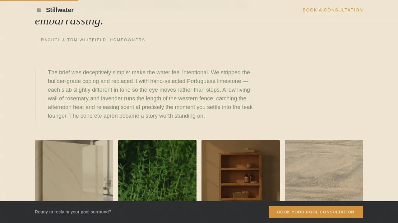 Pool Area Renovation Booking Website Template