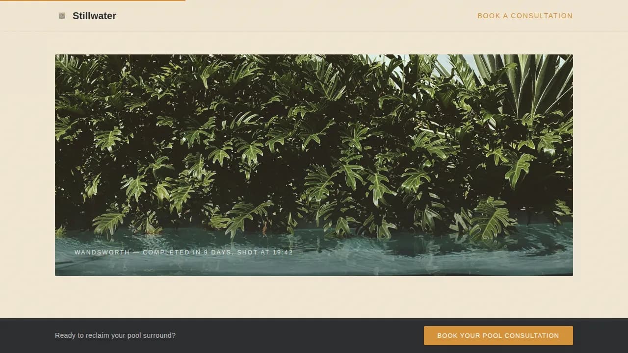 Pool Area Renovation Booking Website Template