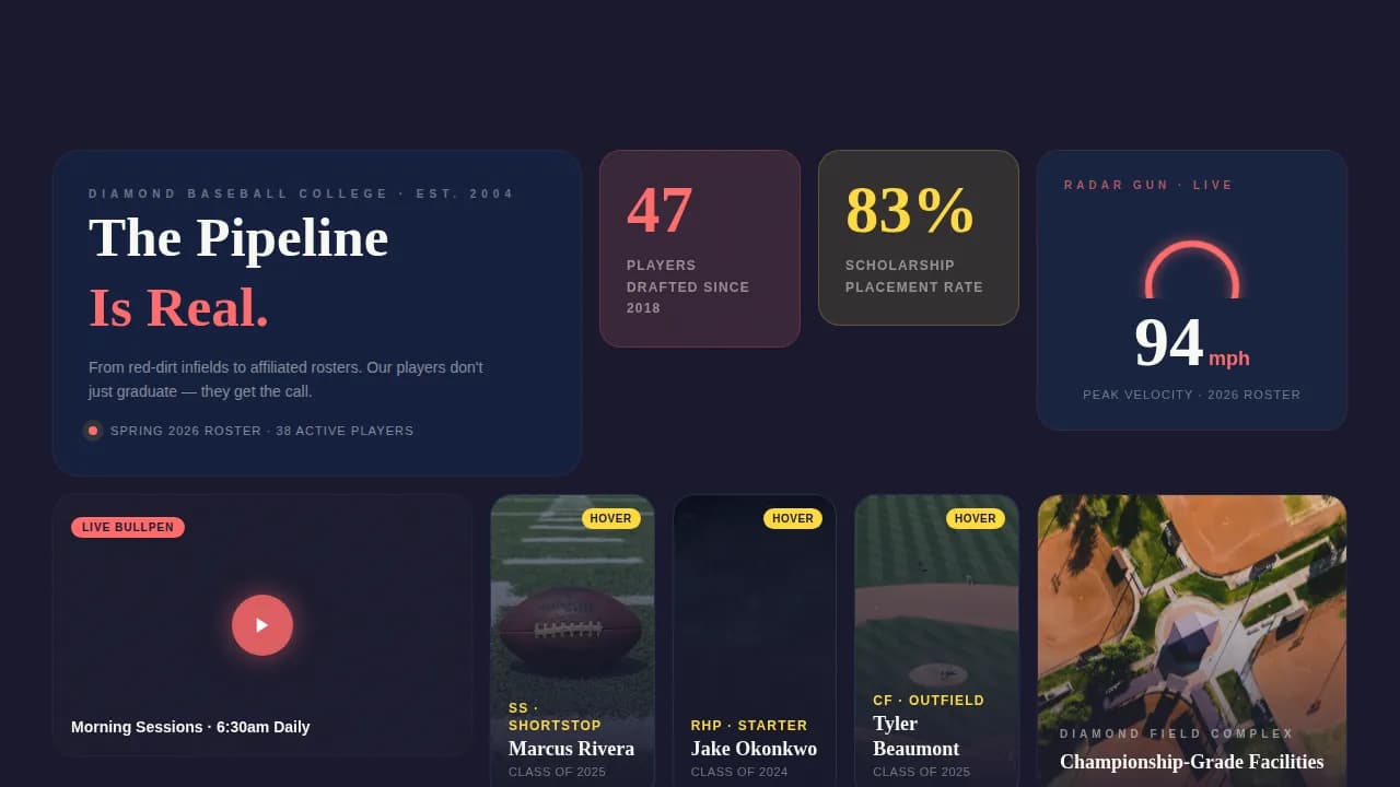 Baseball Leagues Careers Website Template