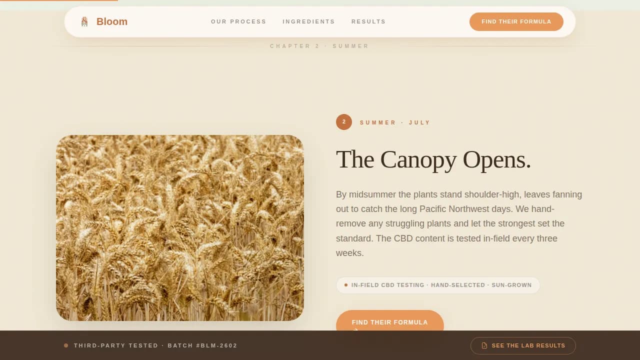 Bloom - Sun-Grown CBD Pet Wellness Landing Page Template