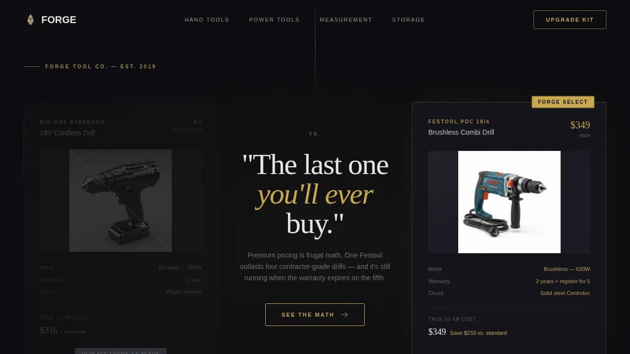 Tools & Hardware E-Commerce Pricing Website Template