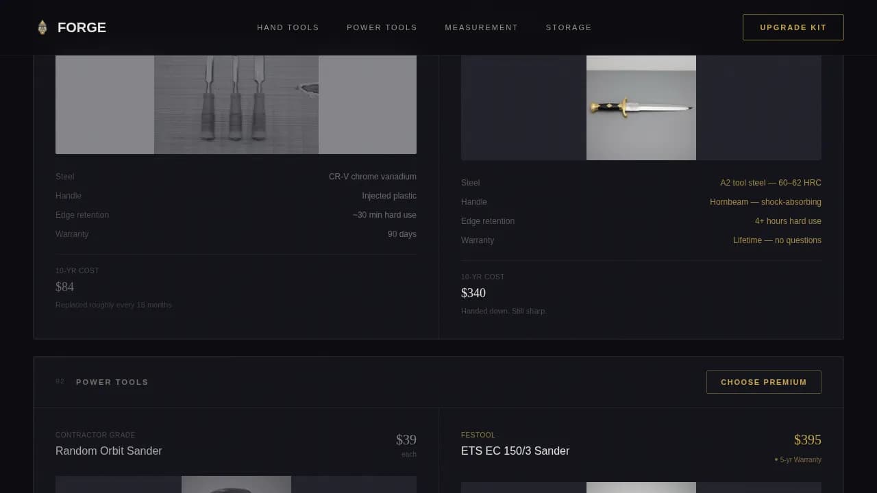 Tools & Hardware E-Commerce Pricing Website Template