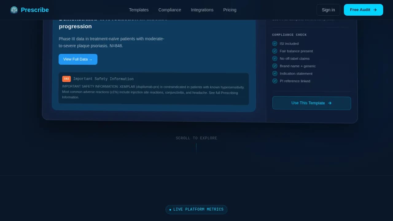 Prescribe - MLR Ready Pharma Social Media Landing Page Template