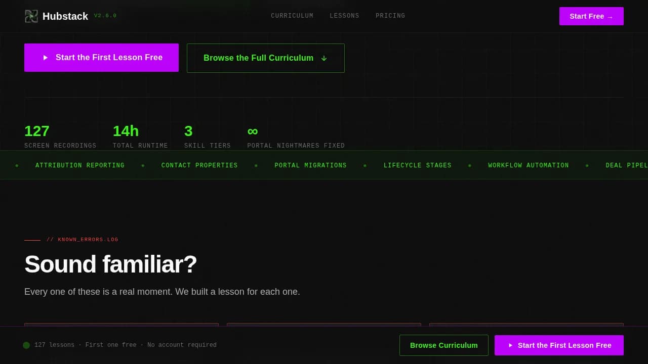 Stack — Expert HubSpot Training Landing Page Template