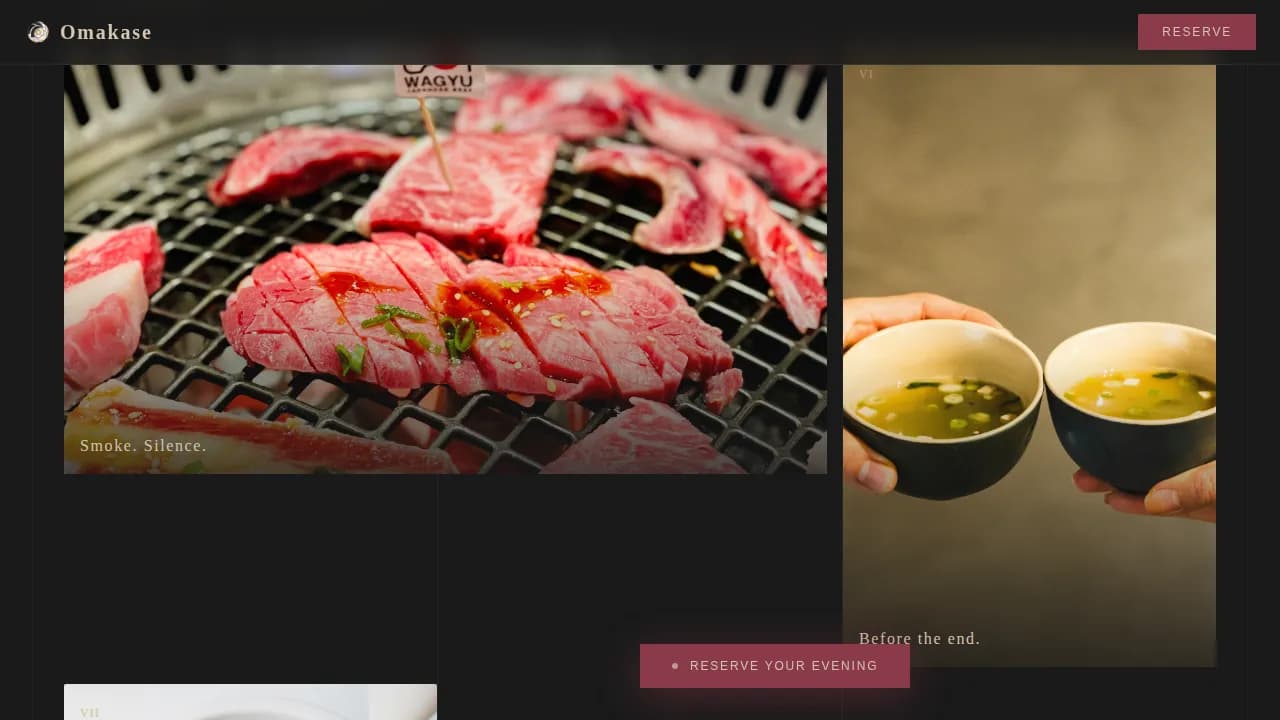 Japanese Dining Pricing Website Template