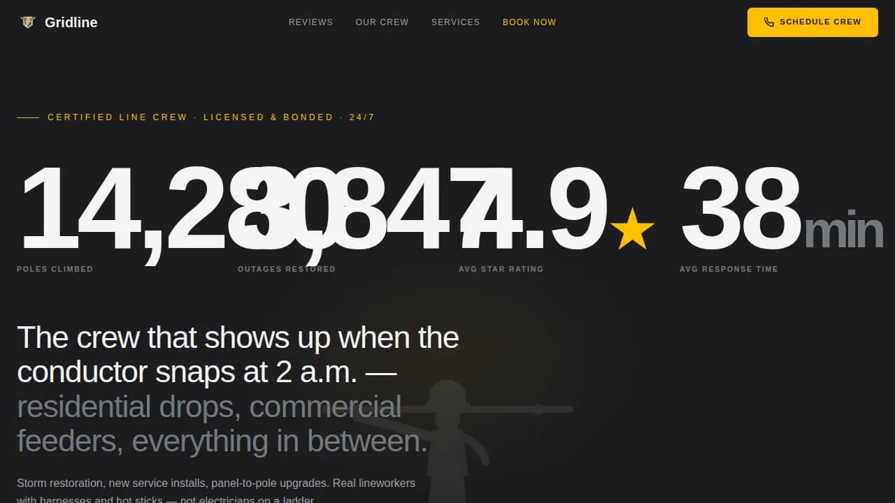 Lineworker (Power Line) Business Booking Website Template