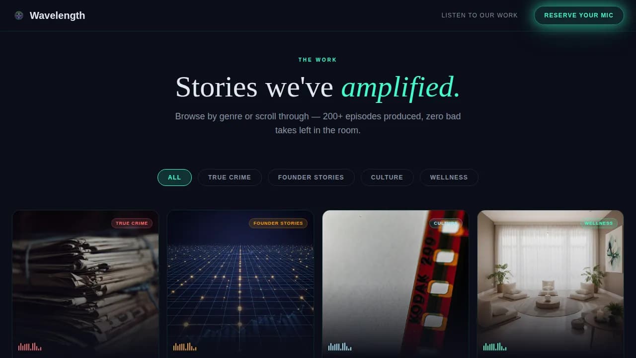 Frequency — Expert Podcast Studio Landing Page Template