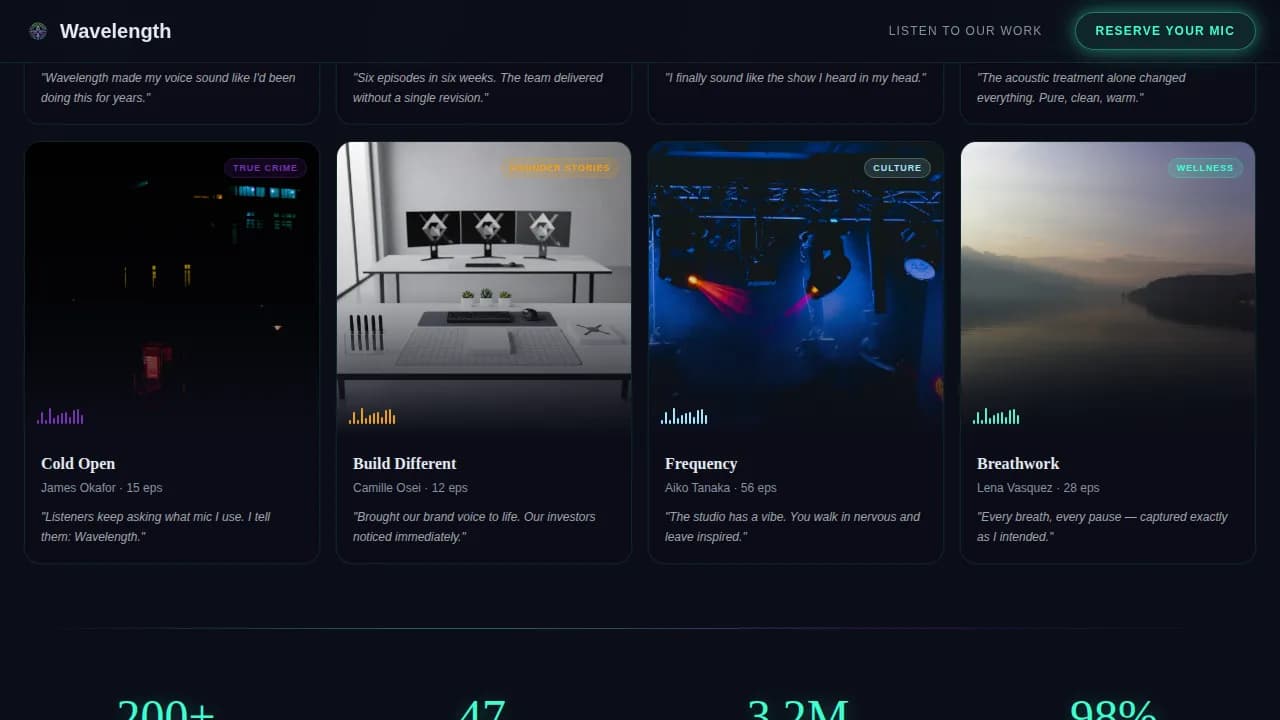 Frequency — Expert Podcast Studio Landing Page Template