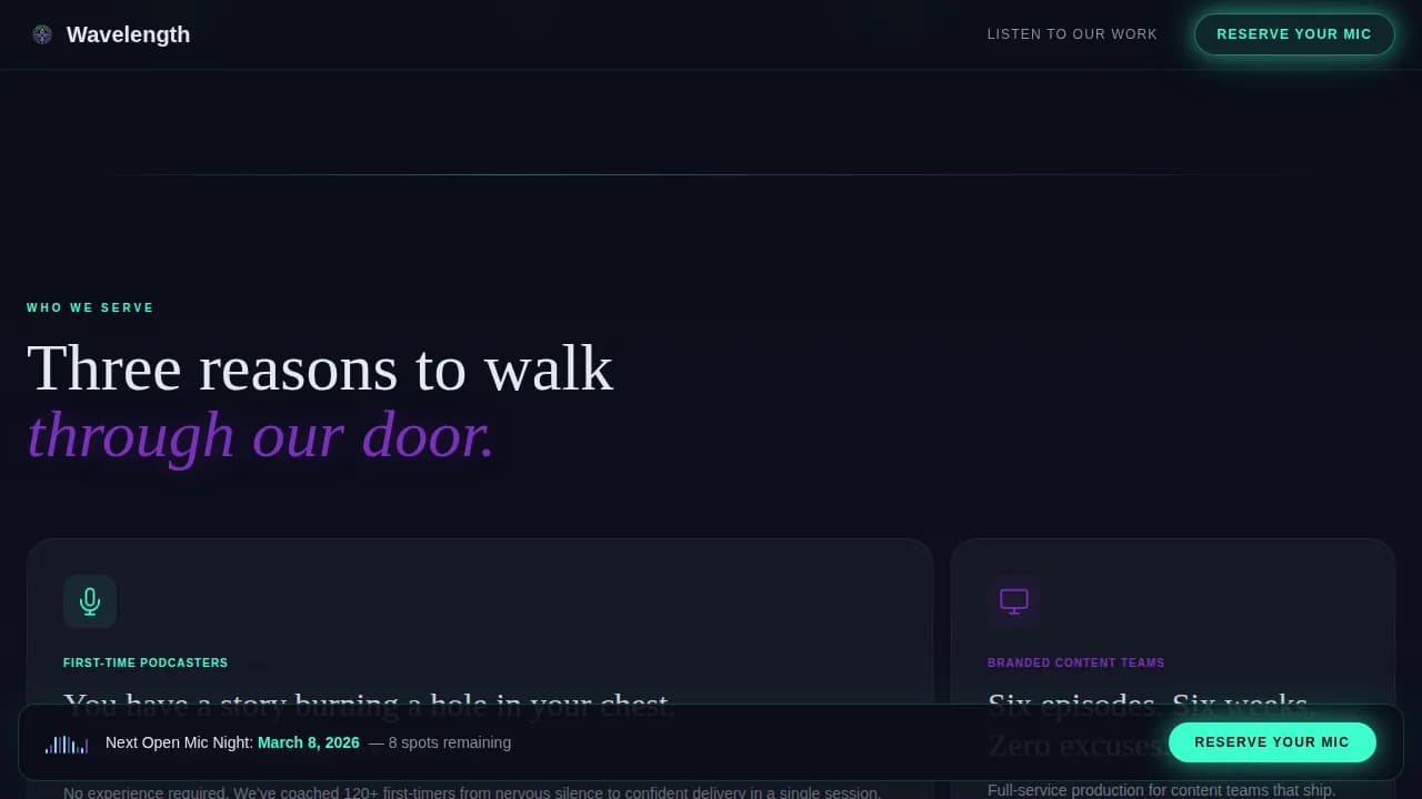 Frequency — Expert Podcast Studio Landing Page Template