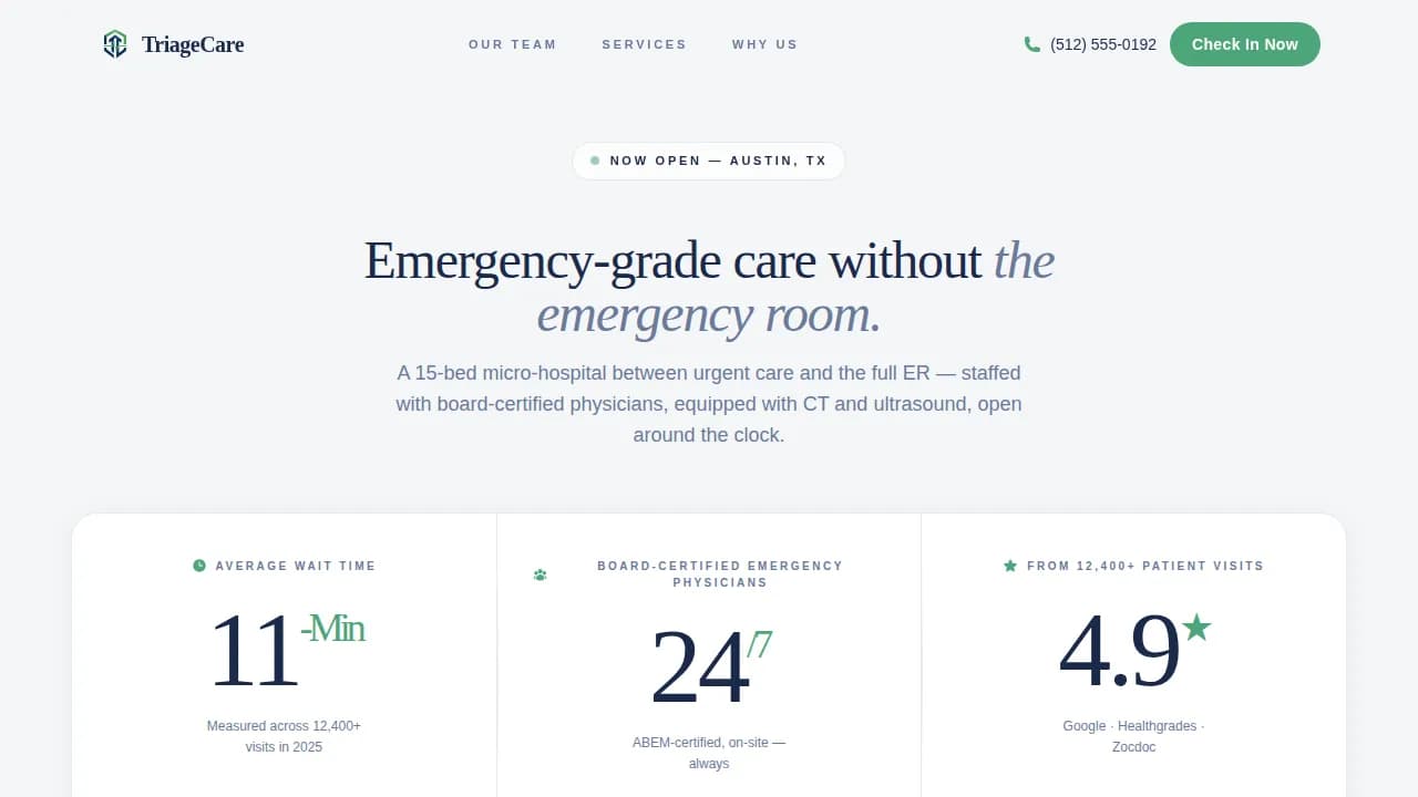 Acute — Urgent Medical Facility Landing Page Template