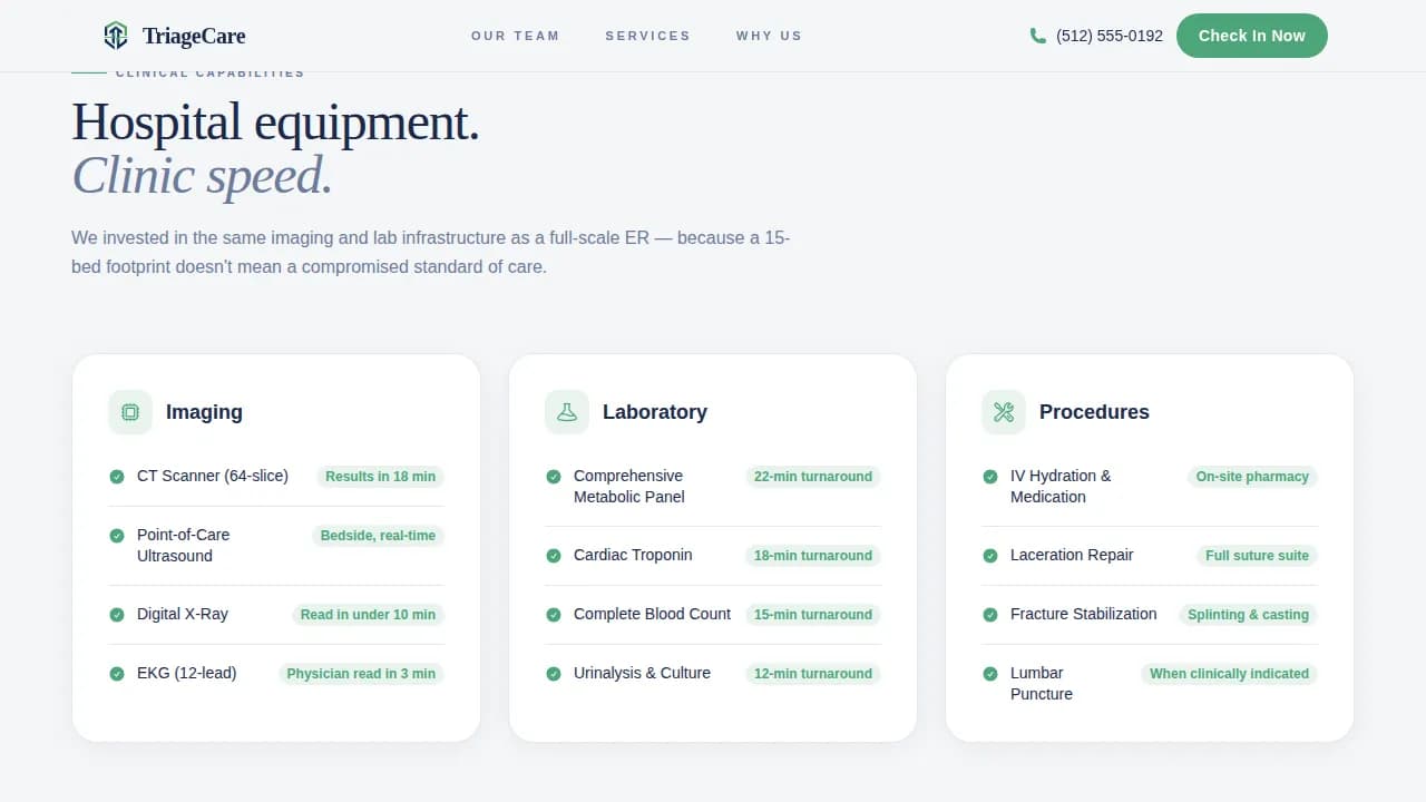 Acute — Urgent Medical Facility Landing Page Template