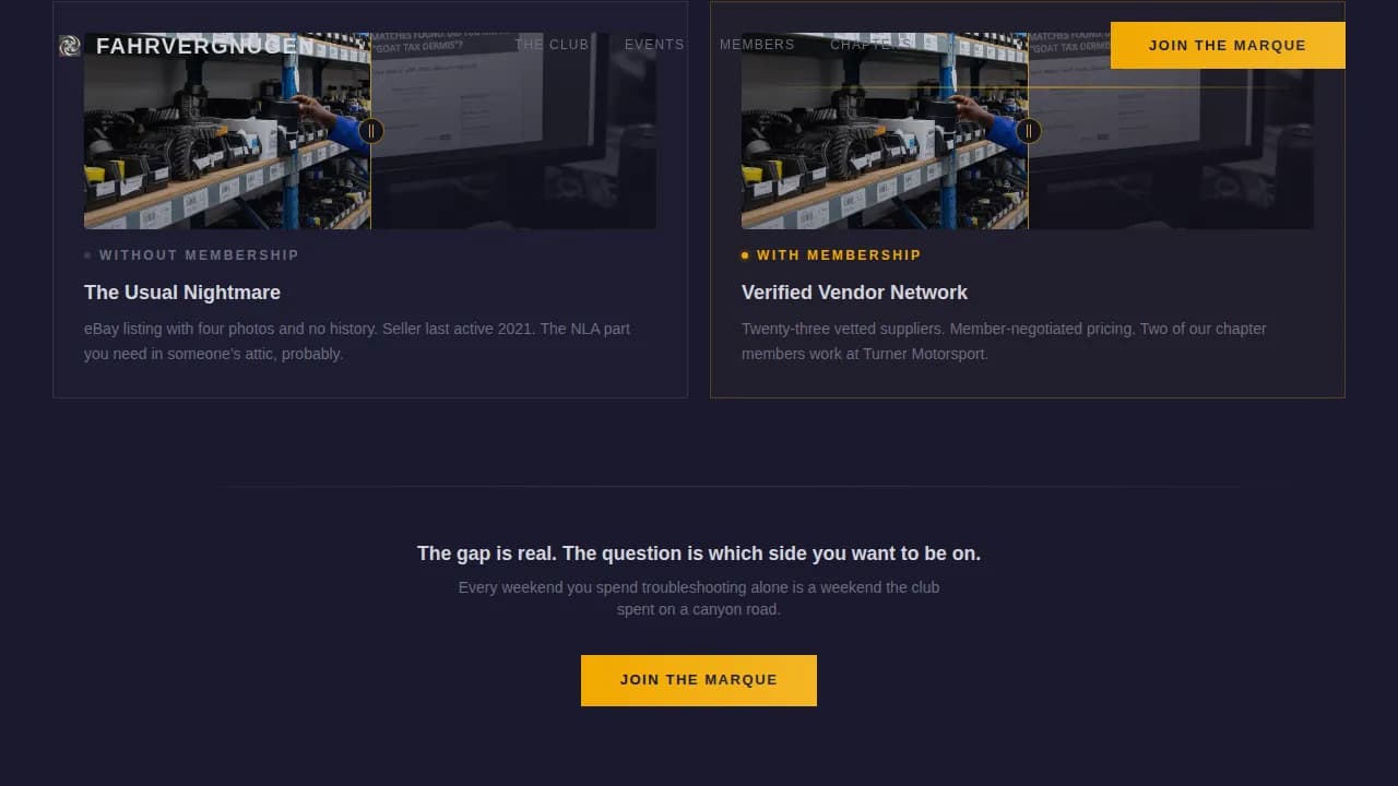 Fahrvergngen - Precision Community BMW Owners Club Landing Page Template