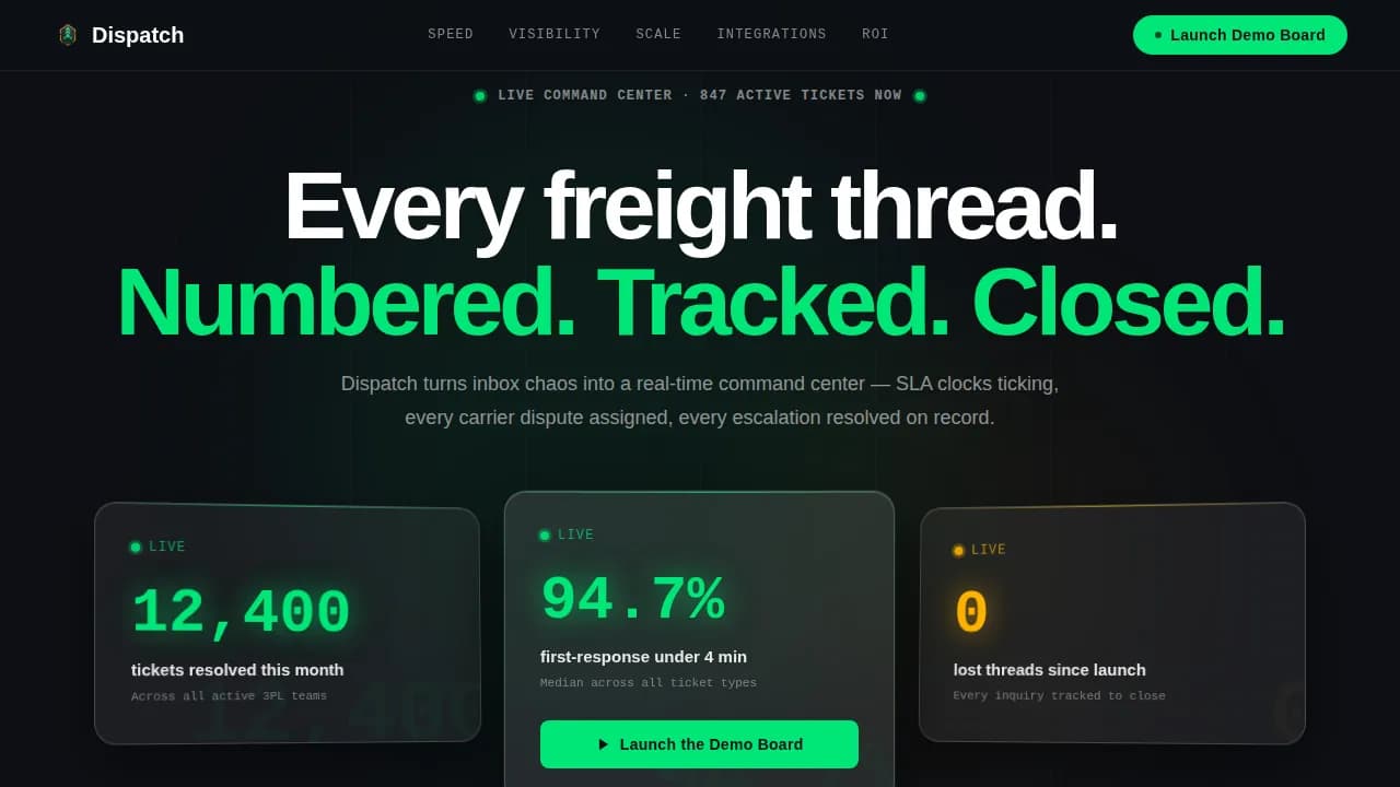 Freight — Live Logistics Command Landing Page Template