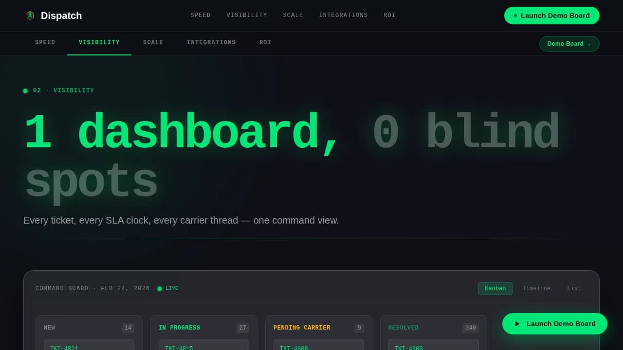 Freight — Live Logistics Command Landing Page Template
