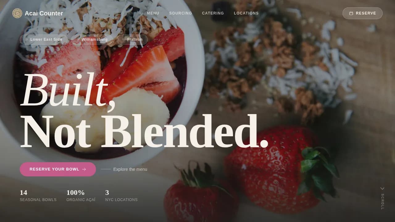 AA - Haute Craft Smoothie Bowl Booking Landing Page Template
