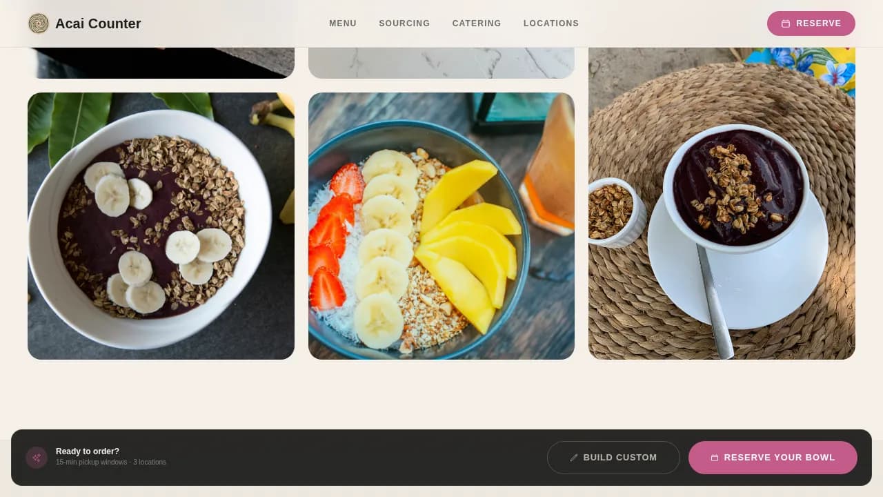 AA - Haute Craft Smoothie Bowl Booking Landing Page Template