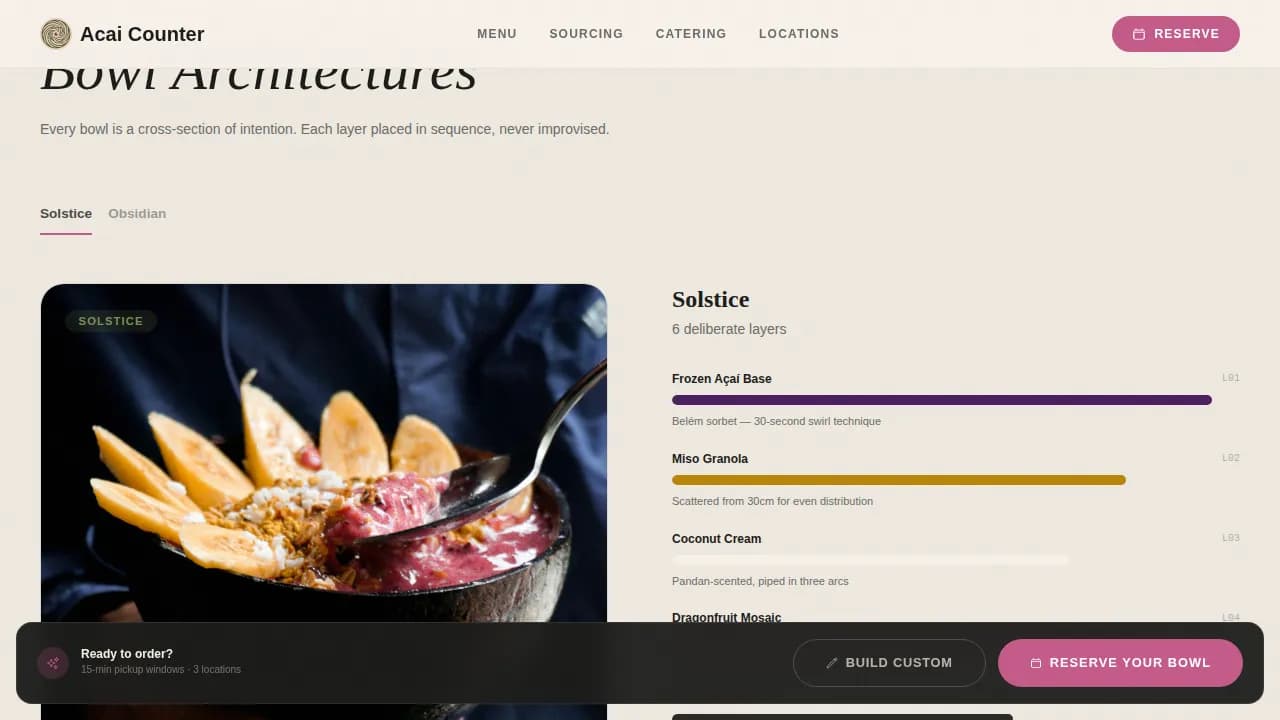 AA - Haute Craft Smoothie Bowl Booking Landing Page Template