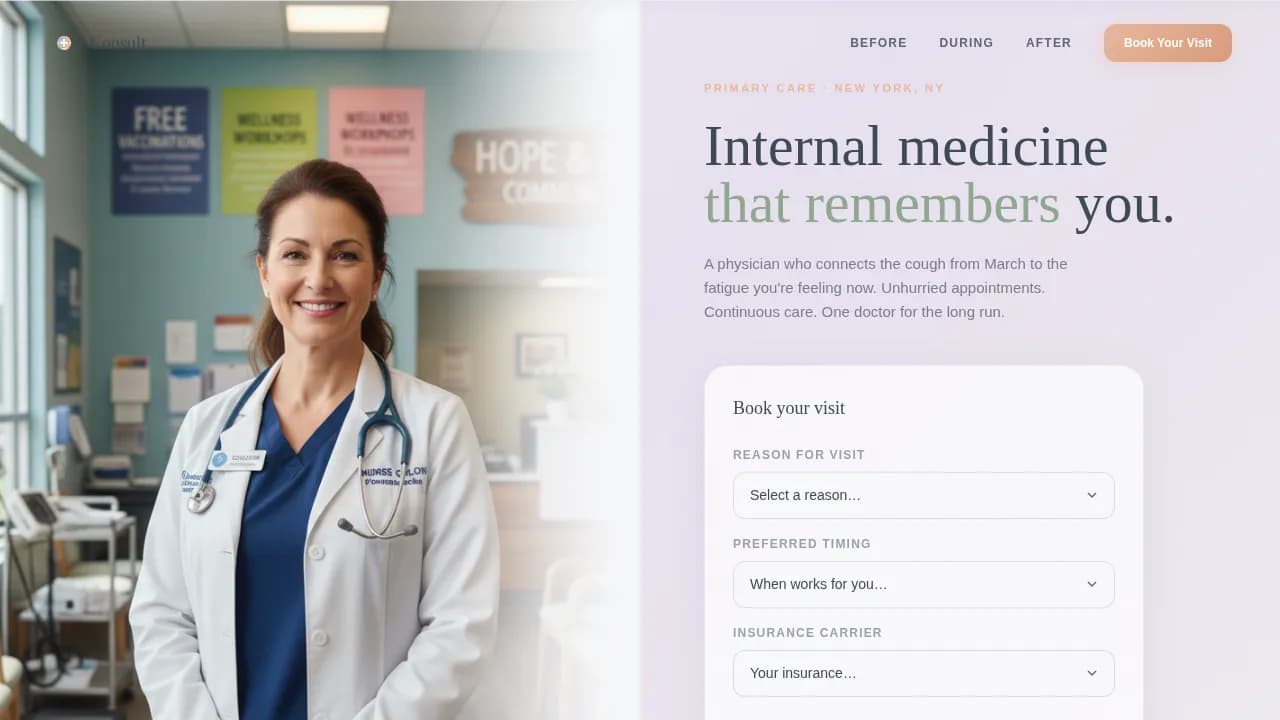 Internist Booking Website Template