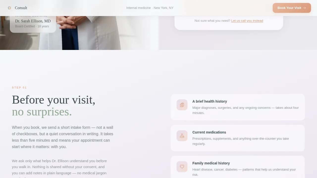 Internist Booking Website Template