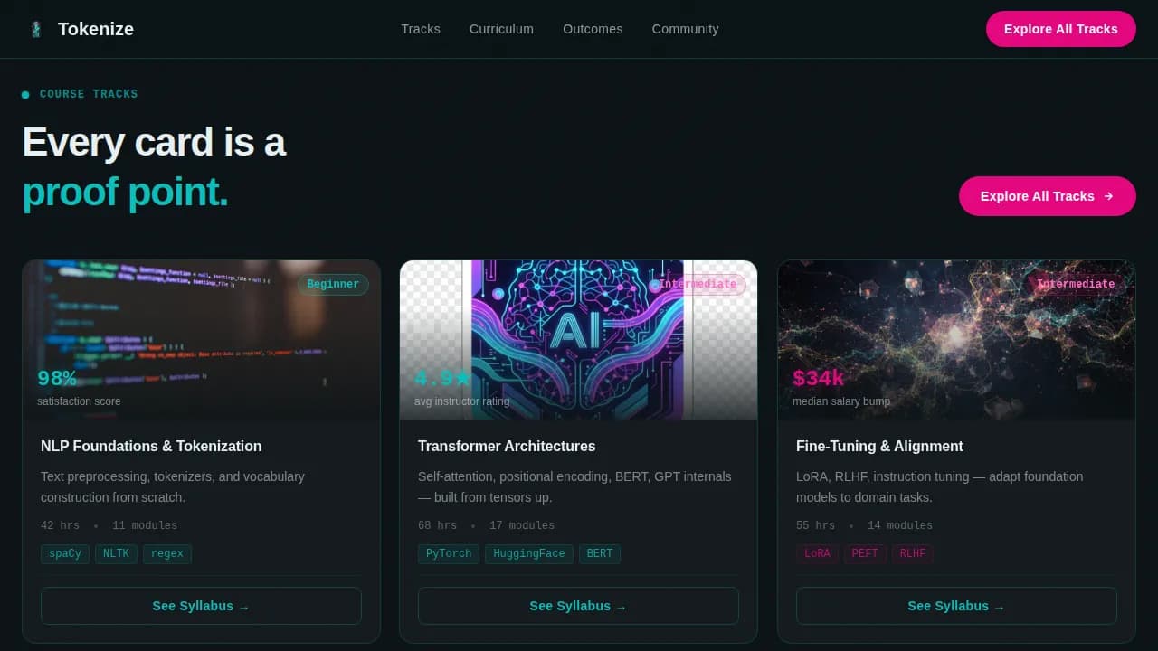 Tokenize - High Impact NLP Training Landing Page Template