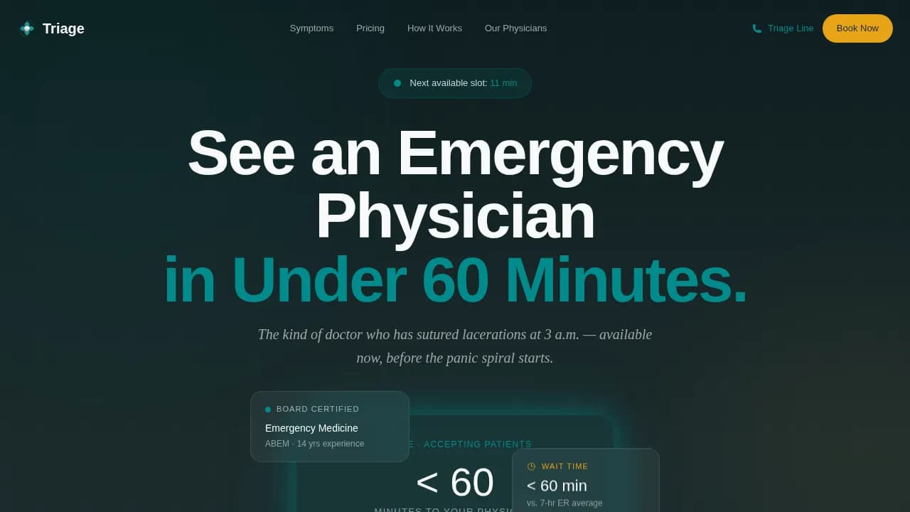 Emergency Physician Booking Website Template