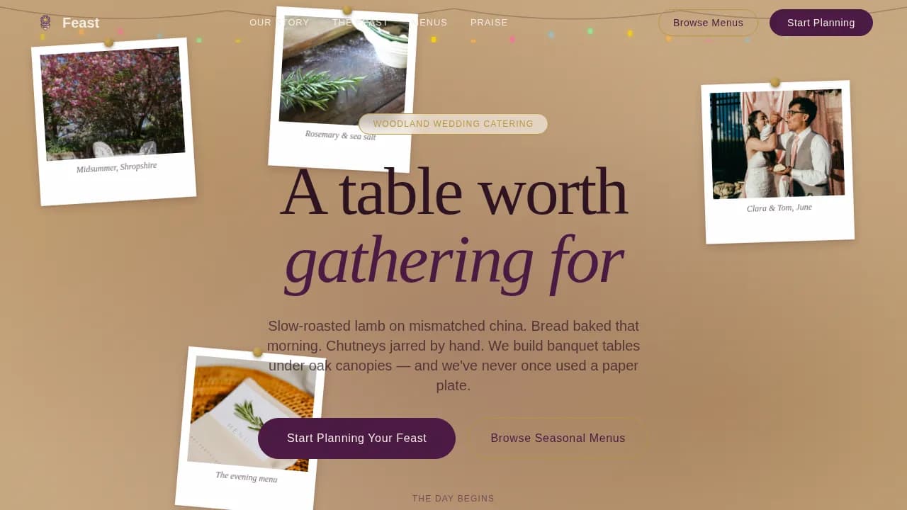 Woodland Wedding Booking Website Template