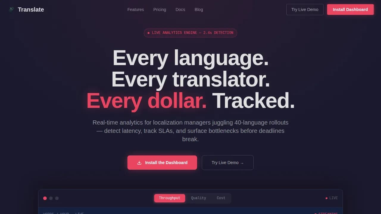 Language Translation Vertical SaaS Professional Website Template