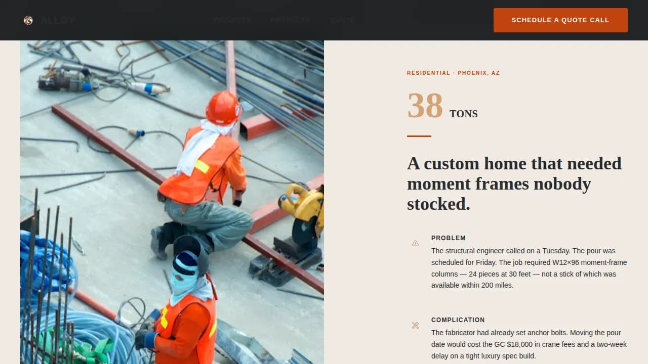 Alloy - Trusted Steel Supplier Landing Page Template