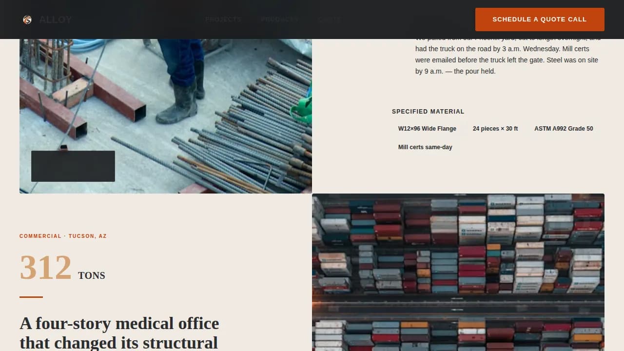 Alloy - Trusted Steel Supplier Landing Page Template