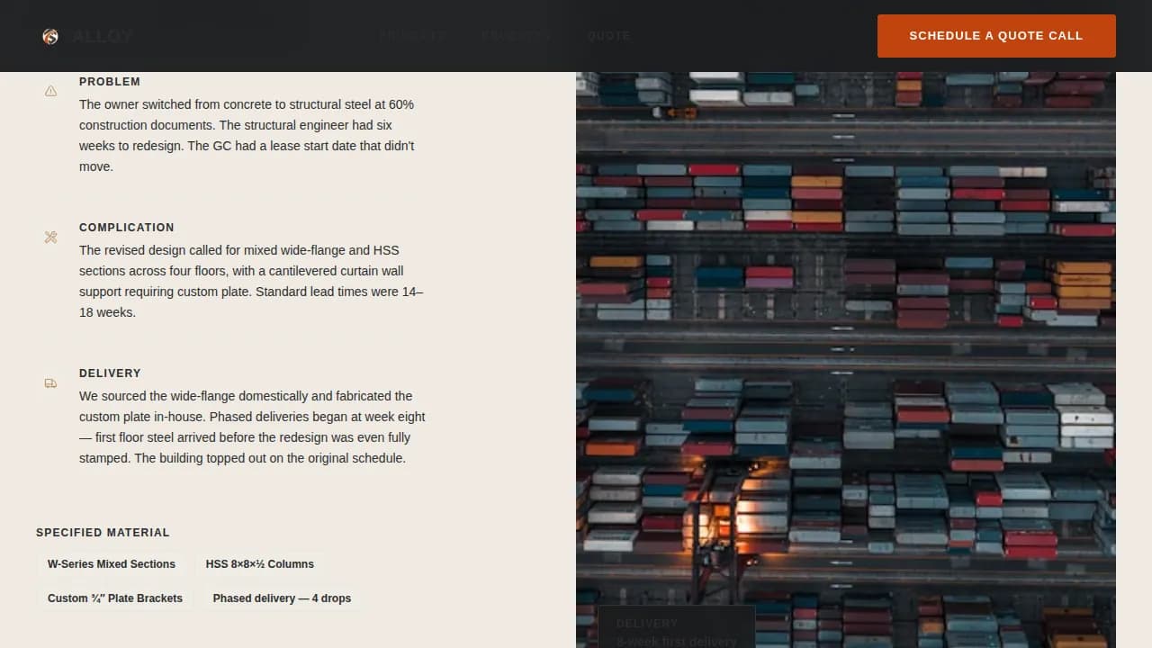 Alloy - Trusted Steel Supplier Landing Page Template
