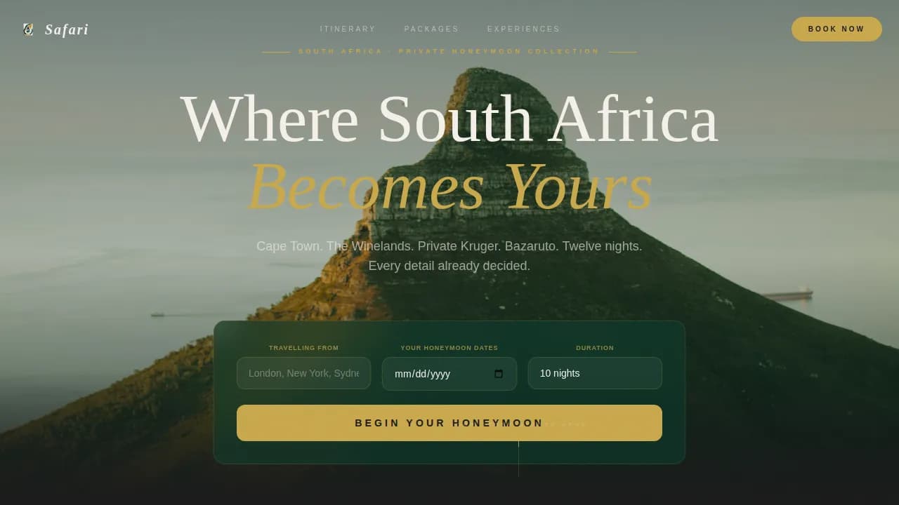 South Africa Travel Booking Website Template