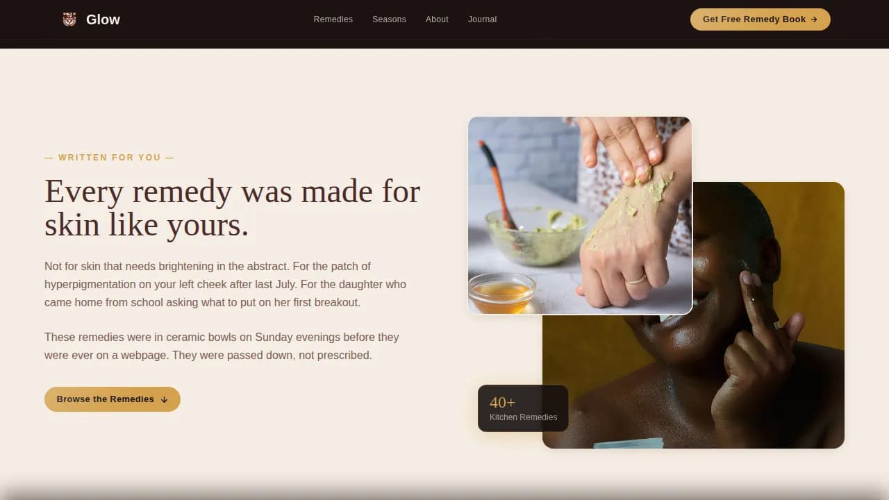 Glow - Ancestral Skin Remedy Landing Page Template