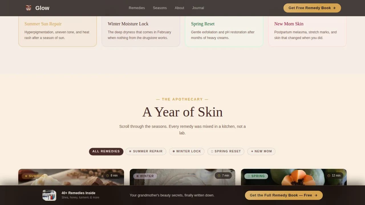Glow - Ancestral Skin Remedy Landing Page Template