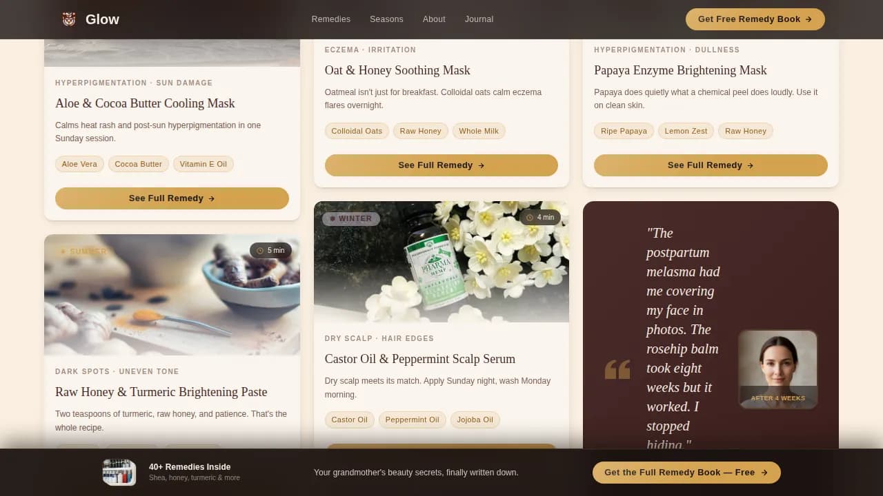 Glow - Ancestral Skin Remedy Landing Page Template