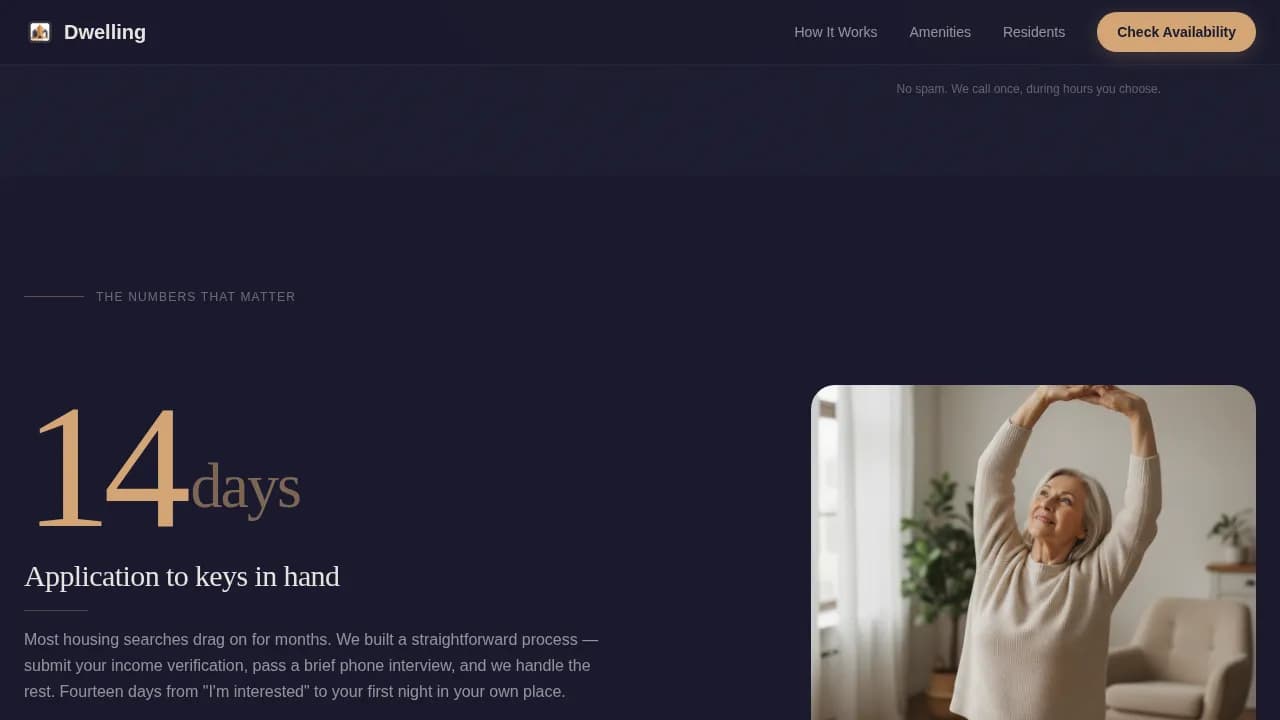 Nest — Premier Senior Living Landing Page Template