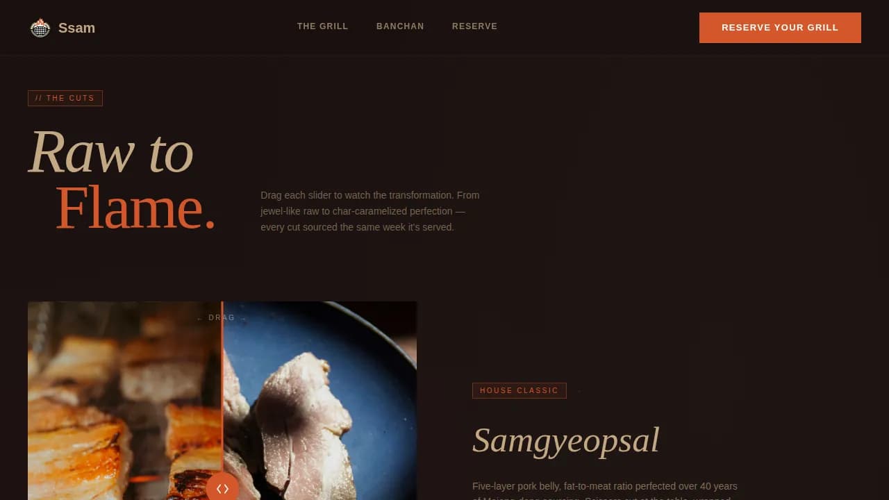 Ssam - Sizzling Korean BBQ Restaurant Landing Page Template