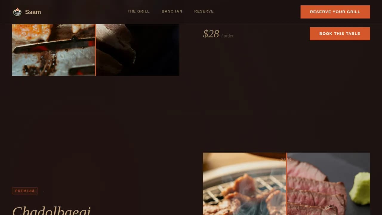 Ssam - Sizzling Korean BBQ Restaurant Landing Page Template