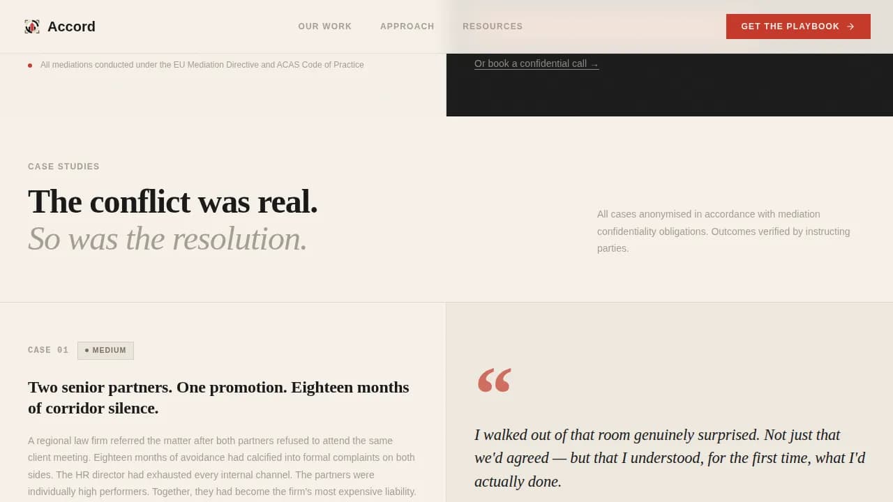 Accord - Editorial Workplace Mediation Landing Page Template